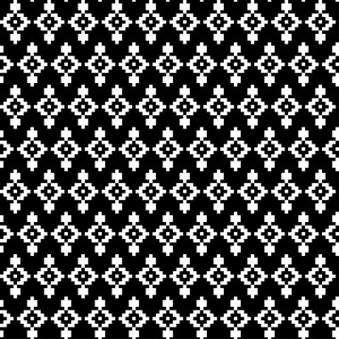 Kesintisiz piksel siyah beyaz desenler. Yazdırma. Kumaş tasarımı, duvar kağıdı.