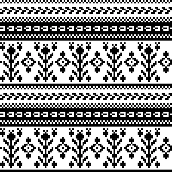 Naadloze pixel zwart-wit patronen. Afdrukken. Doek ontwerp, behang. — Stockvector