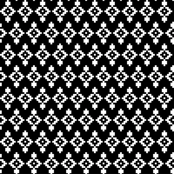 Seamless pixel black and white patterns. Print. Cloth design, wallpaper. — Stock Vector