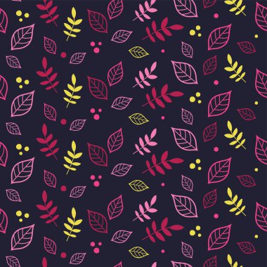 Dekoratif branche ve yaprakları ile sorunsuz vektör arka plan. Yazdırın. Kumaş tasarımı, duvar kağıdı.