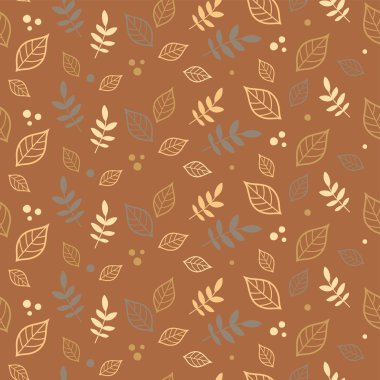 Dekoratif branche ve yaprakları ile sorunsuz vektör arka plan. Yazdırın. Kumaş tasarımı, duvar kağıdı.