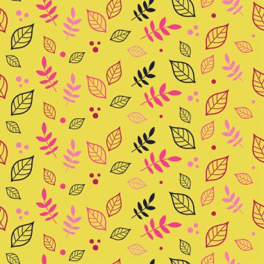 Dekoratif branche ve yaprakları ile sorunsuz vektör arka plan. Yazdırın. Kumaş tasarımı, duvar kağıdı.