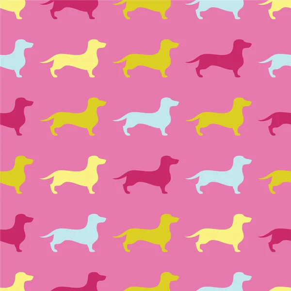 Seamless decorative background with Dachshund. Print. Cloth design, wallpaper. — Stock Vector