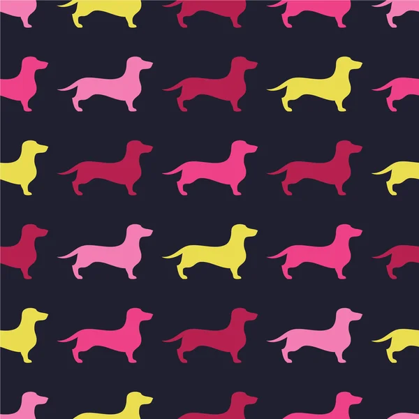 Seamless decorative background with Dachshund. Print. Cloth design, wallpaper. — Stock Vector