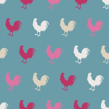 Horoz ile sorunsuz dekoratif vektör arka plan. Yazdırın. Kumaş tasarımı, duvar kağıdı.