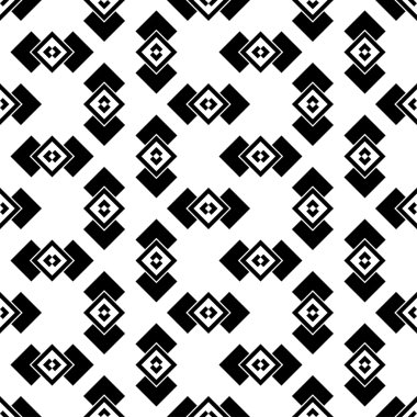 Kesintisiz beyaz siyah vektör arka plan ile soyut geometrik şekiller. Yazdırın. Kumaş tasarımı, duvar kağıdı.