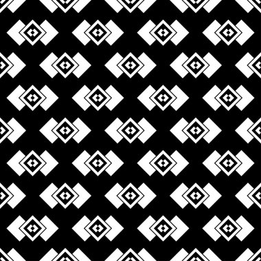 Kesintisiz beyaz siyah vektör arka plan ile soyut geometrik şekiller. Yazdırın. Kumaş tasarımı, duvar kağıdı.