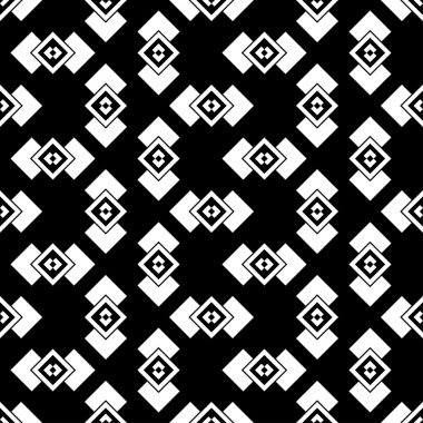 Kesintisiz beyaz siyah vektör arka plan ile soyut geometrik şekiller. Yazdırın. Kumaş tasarımı, duvar kağıdı.