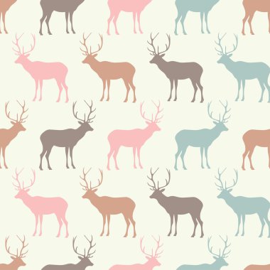 Seamless decorative vector background with deer. Print. Cloth design, wallpaper.