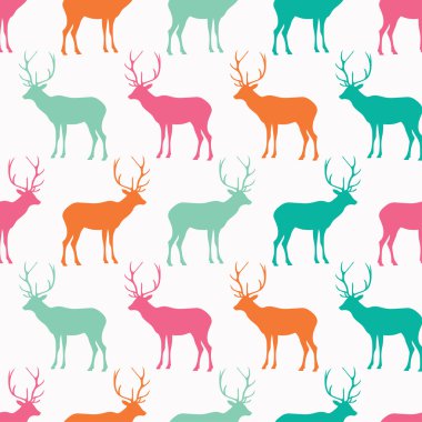 Seamless decorative vector background with deer. Print. Cloth design, wallpaper.