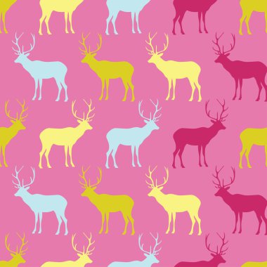 Seamless decorative vector background with deer. Print. Cloth design, wallpaper.