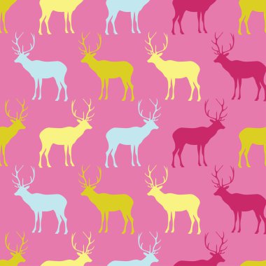 Seamless decorative vector background with deer. Print. Cloth design, wallpaper. clipart