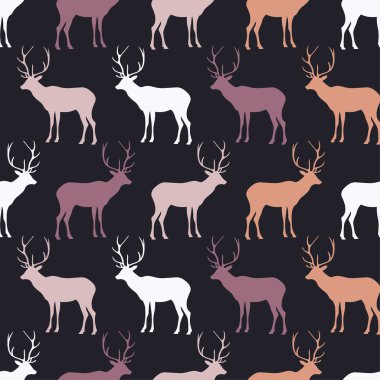 Seamless decorative vector background with deer. Print. Cloth design, wallpaper.