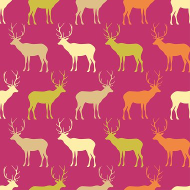 Seamless decorative vector background with deer. Print. Cloth design, wallpaper.
