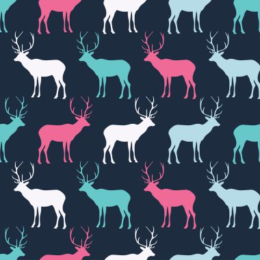 Seamless decorative vector background with deer. Print. Cloth design, wallpaper.