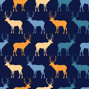 Seamless decorative vector background with deer. Print. Cloth design, wallpaper.