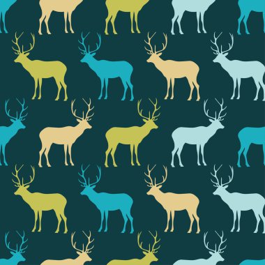 Seamless decorative vector background with deer. Print. Cloth design, wallpaper.