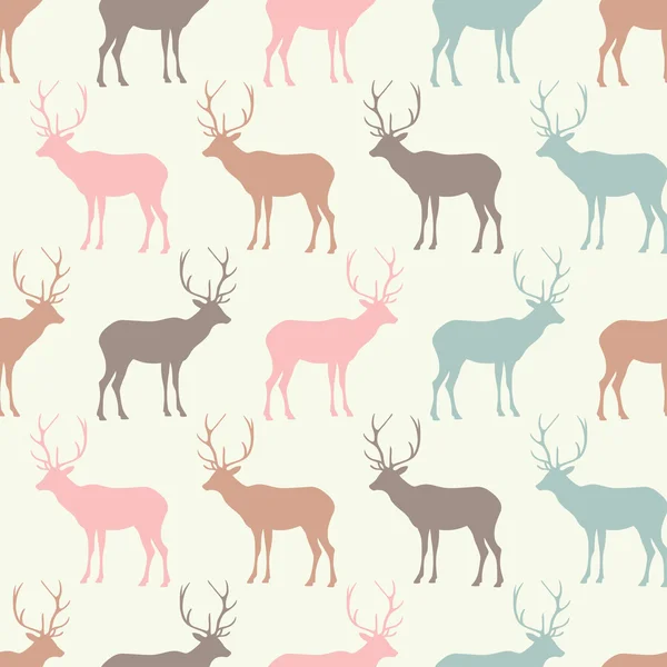 Seamless decorative vector background with deer. Print. Cloth design, wallpaper. — Stock Vector