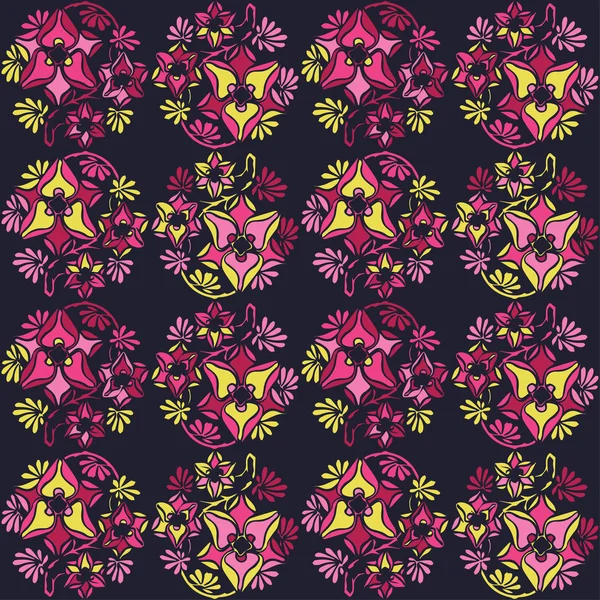 Fondo de vector sin costuras con flores decorativas. Impresión. Diseño de tela, papel pintado . — Archivo Imágenes Vectoriales