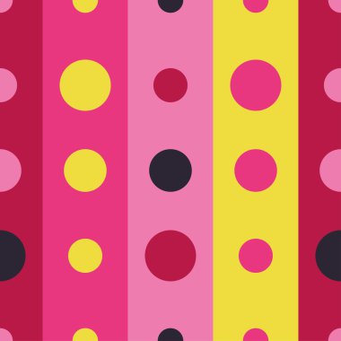 Seamless vector decorative background with strips and polka dots. Print. Cloth design, wallpaper. clipart