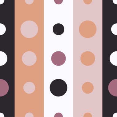 Seamless vector decorative background with strips and polka dots. Print. Cloth design, wallpaper. clipart