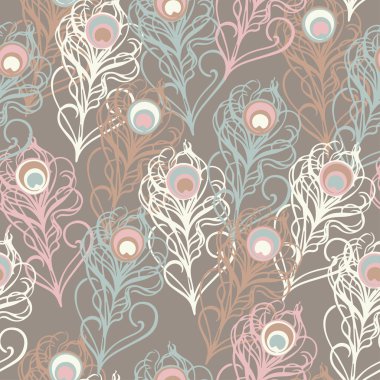 Tavus kuşu tüyleri ile etnik boho dikişsiz desen. Yazdırma. Arka planı tekrarlıyorum. Kumaş tasarımı, duvar kağıdı.