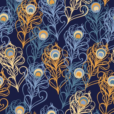 Tavus kuşu tüyleri ile etnik boho dikişsiz desen. Yazdırma. Arka planı tekrarlıyorum. Kumaş tasarımı, duvar kağıdı.