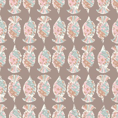 Ananas ile etnik boho dikişsiz desen. Yazdırma. Arka planı tekrarlıyorum. Kumaş tasarımı, duvar kağıdı.