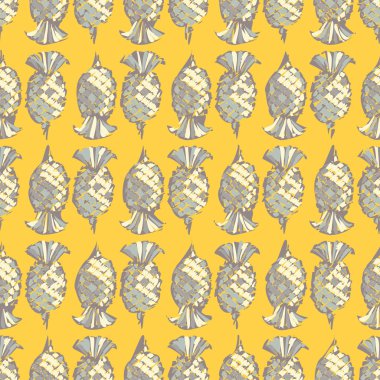 Ananas ile etnik boho dikişsiz desen. Yazdırma. Arka planı tekrarlıyorum. Kumaş tasarımı, duvar kağıdı.