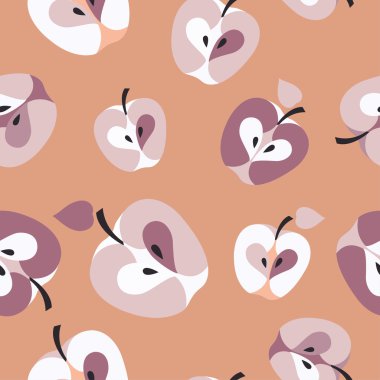 Sorunsuz vektör arka plan dekoratif elma ile. Yazdırın. Yinelenen arka plan. Kumaş tasarımı, duvar kağıdı.