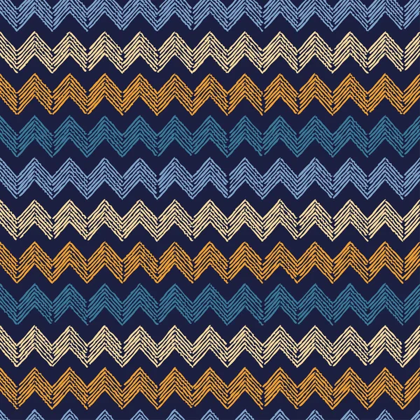 Modèle sans couture boho ethnique avec zigzag. Une empreinte. Contexte répété. Conception de tissu, papier peint . — Image vectorielle