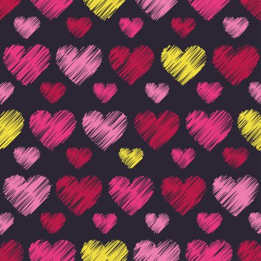 Sorunsuz vektör arka plan dekoratif yürekleri. Yazdırın. Kumaş tasarımı, duvar kağıdı.