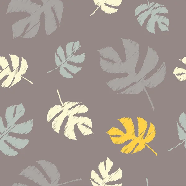 Fond vectoriel sans couture avec des feuilles décoratives. Une empreinte. Conception de tissu, papier peint . — Image vectorielle