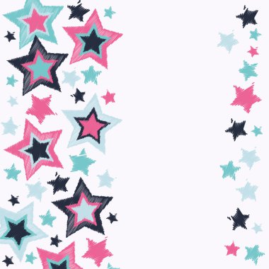 Dekoratif yıldızlarla tebrik kartı. Vektör çizimi.