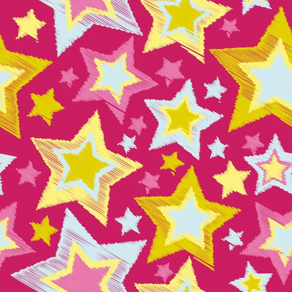 Fondo de vector sin costuras con estrellas decorativas. Impresión. Diseño de tela, papel pintado . — Vector de stock