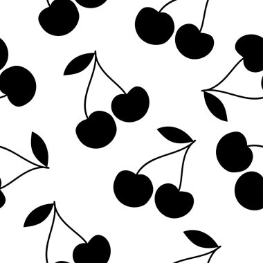 Sorunsuz vektör arka plan dekoratif kiraz ile. Yazdırın. Yinelenen arka plan. Kumaş tasarımı, duvar kağıdı.