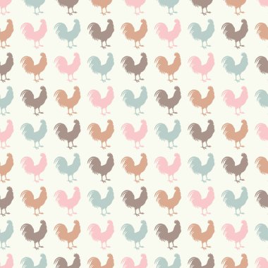 Horoz ile sorunsuz dekoratif vektör arka plan. Yazdırın. Kumaş tasarımı, duvar kağıdı.