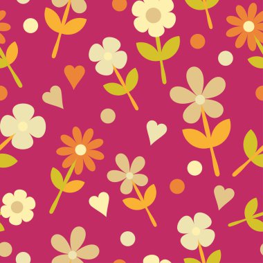 Dekoratif çiçekler ve polka noktaları ile Dikişsiz desen. Yazdırma. Kumaş tasarımı, duvar kağıdı.