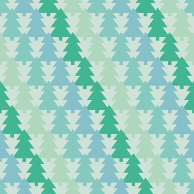 Dekoratif ağaçlar ile Dikişsiz Noel vektör arka plan. Yazdırma. Arka planı tekrarlıyorum. Kumaş tasarımı, duvar kağıdı.