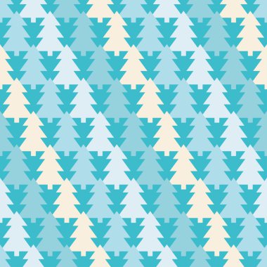 Dekoratif ağaçlar ile Dikişsiz Noel vektör arka plan. Yazdırma. Arka planı tekrarlıyorum. Kumaş tasarımı, duvar kağıdı.