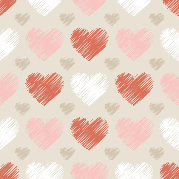 Fondo de vector sin costuras con corazones decorativos. Impresión. Diseño de tela, papel pintado . — Archivo Imágenes Vectoriales