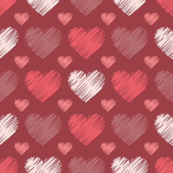 Fondo de vector sin costuras con corazones decorativos. Impresión. Diseño de tela, papel pintado . — Archivo Imágenes Vectoriales