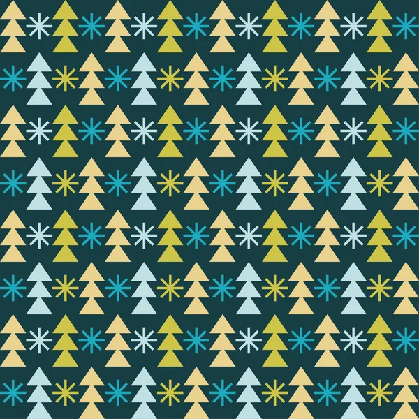 Fundo vetorial sem costura com árvores de Natal e flocos de neve. Repetindo fundo. Design de pano, papel de parede . — Vetor de Stock