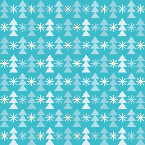 Fundo vetorial sem costura com árvores de Natal e flocos de neve. Repetindo fundo. Design de pano, papel de parede . — Vetor de Stock