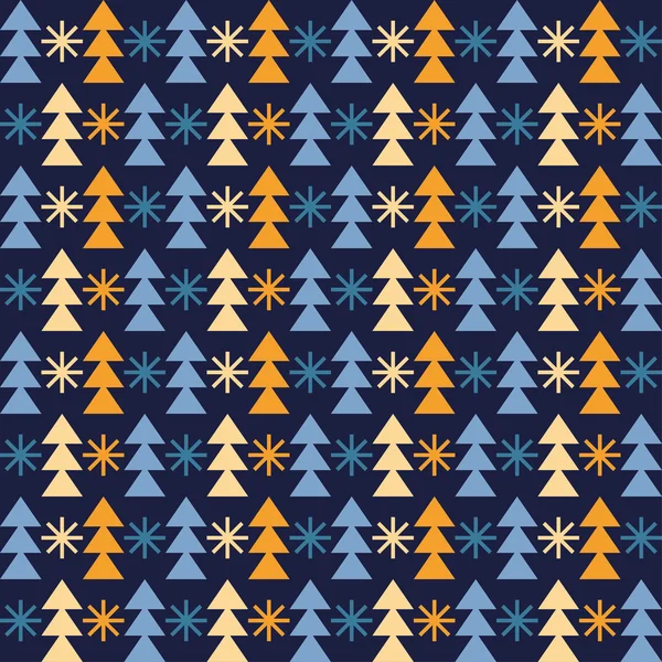 Fondo de vector sin fisuras con árboles de Navidad y copos de nieve. Repetir antecedentes. Diseño de tela, papel pintado . — Archivo Imágenes Vectoriales