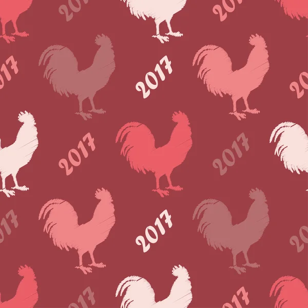 Seamless vector background with decorative roosters. Print. Cloth design, wallpaper. — Stock Vector