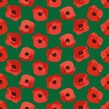 Sorunsuz vektör arka plan dekoratif kırmızı haşhaş ile. Yazdırın. Yinelenen arka plan. Kumaş tasarımı, duvar kağıdı.