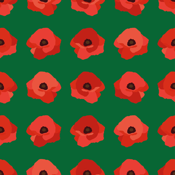 Seamless vector background with decorative red poppies. Print. Repeating background. Cloth design, wallpaper.