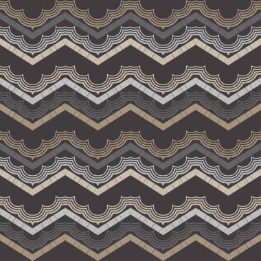 Kusursuz zikzak deseni. Tekstil tasarımı için soyut arkaplan. Elle yumurtadan çıkma. Etnik boho süsü. Web tasarımı veya yazdırma için vektör illüstrasyonu.