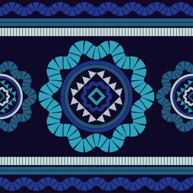 Geometrik şekilli mozaik. Kusursuz desen. Elle kumandalı tasarım. Tekstil. Etnik boho süsü. Web tasarımı veya yazdırma için vektör illüstrasyonu.